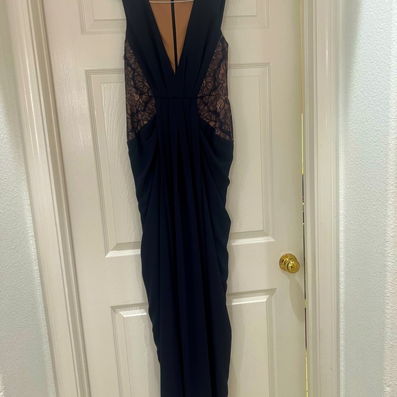 charcoal blue bridesmaid dresses Leah Bow Sleeves Dress Bust 32 Waist 25 Diane Von Furstenberg Black/White Product Color Option:JET nav-358